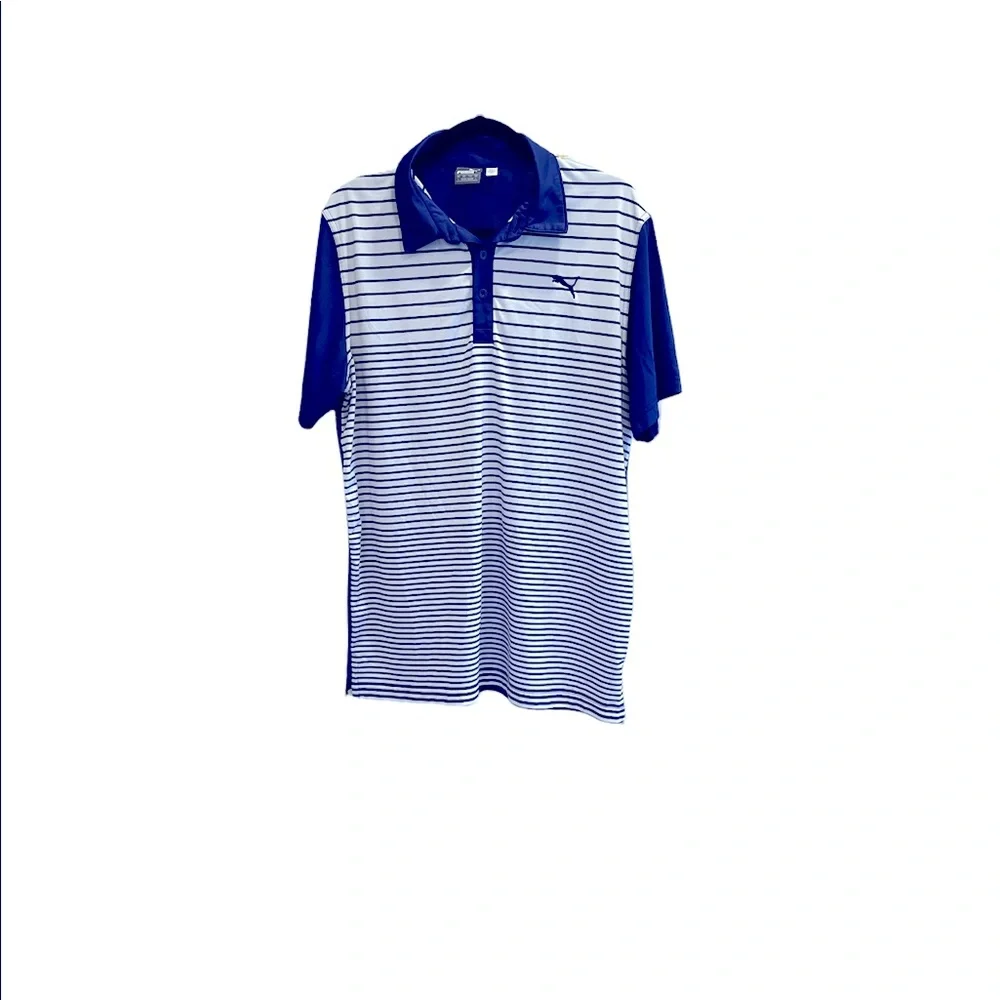 Mens Puma Dry Cell purple/blue shirt and white golf polo - Picture 2 of 7